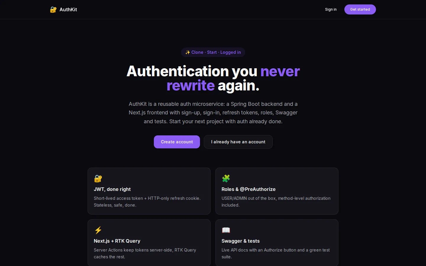 Screenshot of AuthKit